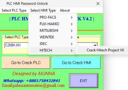 hitech hmi password unlock