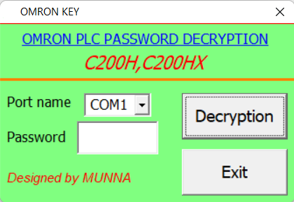 OMRON PLC PASSWORD UNLOCK