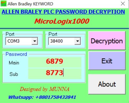 Allen Bradley Micrologix PLC password unlocker free download